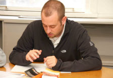 student in a classroom